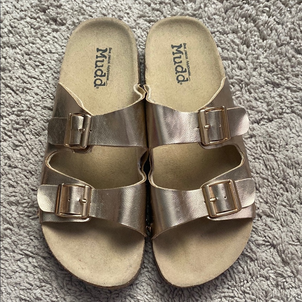 Mudd Metallic Buckle Sandals